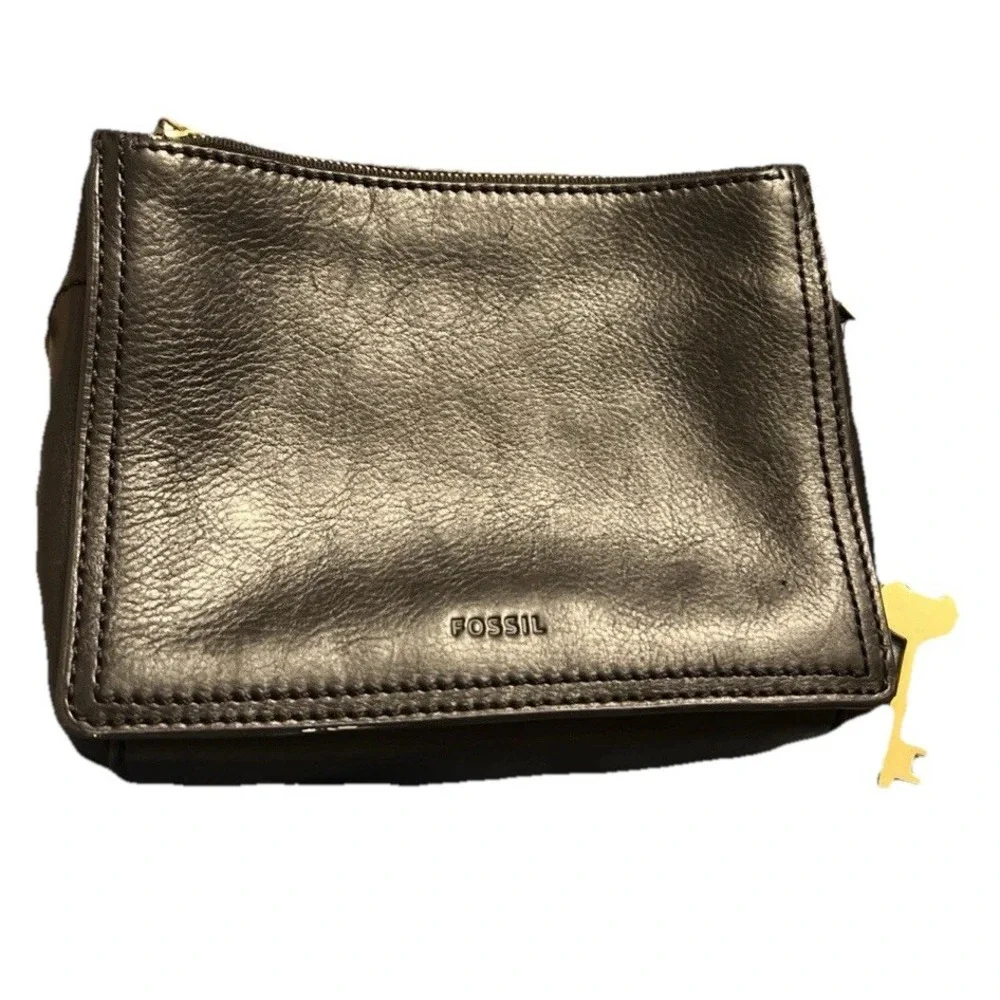Fossil Emma Black Leather Crossbody Bag | Zippered | Classic Everyday Style BOHO